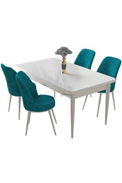 Hanah Home Juego de mesa y sillas de 5 piezas Blanco y Turquesa
